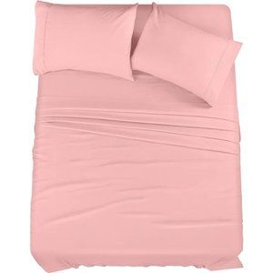 NEW - Bedding Queen Bed Sheets Set - 4 Piece Bedding, Microfiber,Queen, Pink